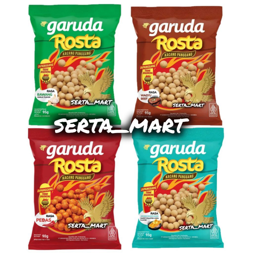 

Garuda Rosta Kacang Panggang Rasa Bawang / Wagyu Beef / Pedas / Jagung Bakar 90gr