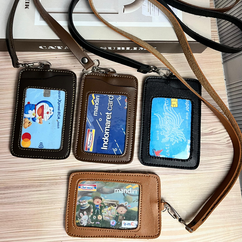 

ID card holder Name tag Holder 3 slot kartu. ID card holder kulit sintetis