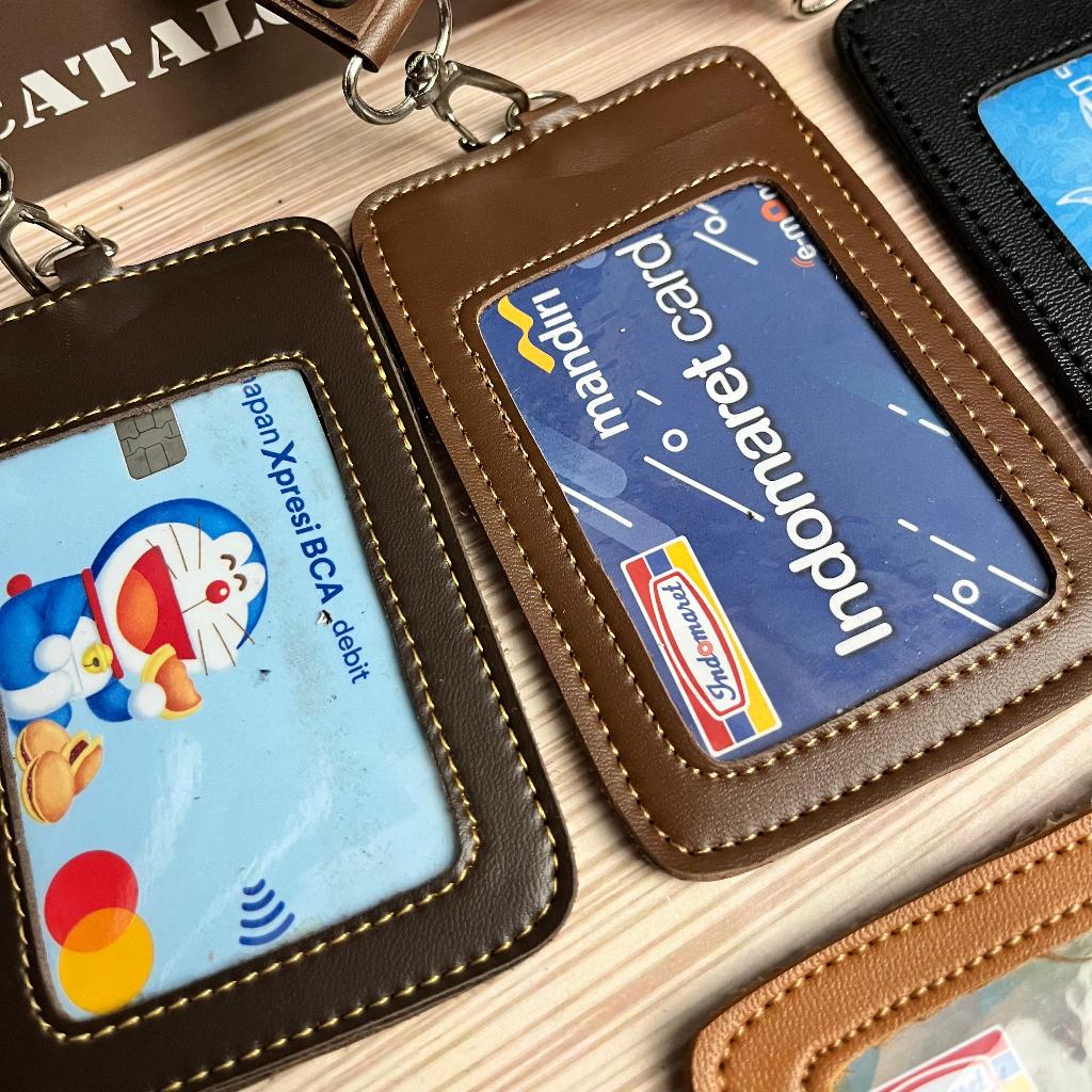 

ID card holder Name tag Holder 3 slot kartu. ID card holder kulit sintetis