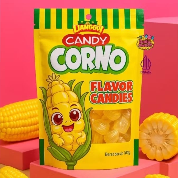 [LIANGGUI] CANDY CORNO FLAVOR CANDIES, PERMEN LUNAK RASA JAGUNG (CANDY CORN) CANDY, GUMMY, CHEWY, SN