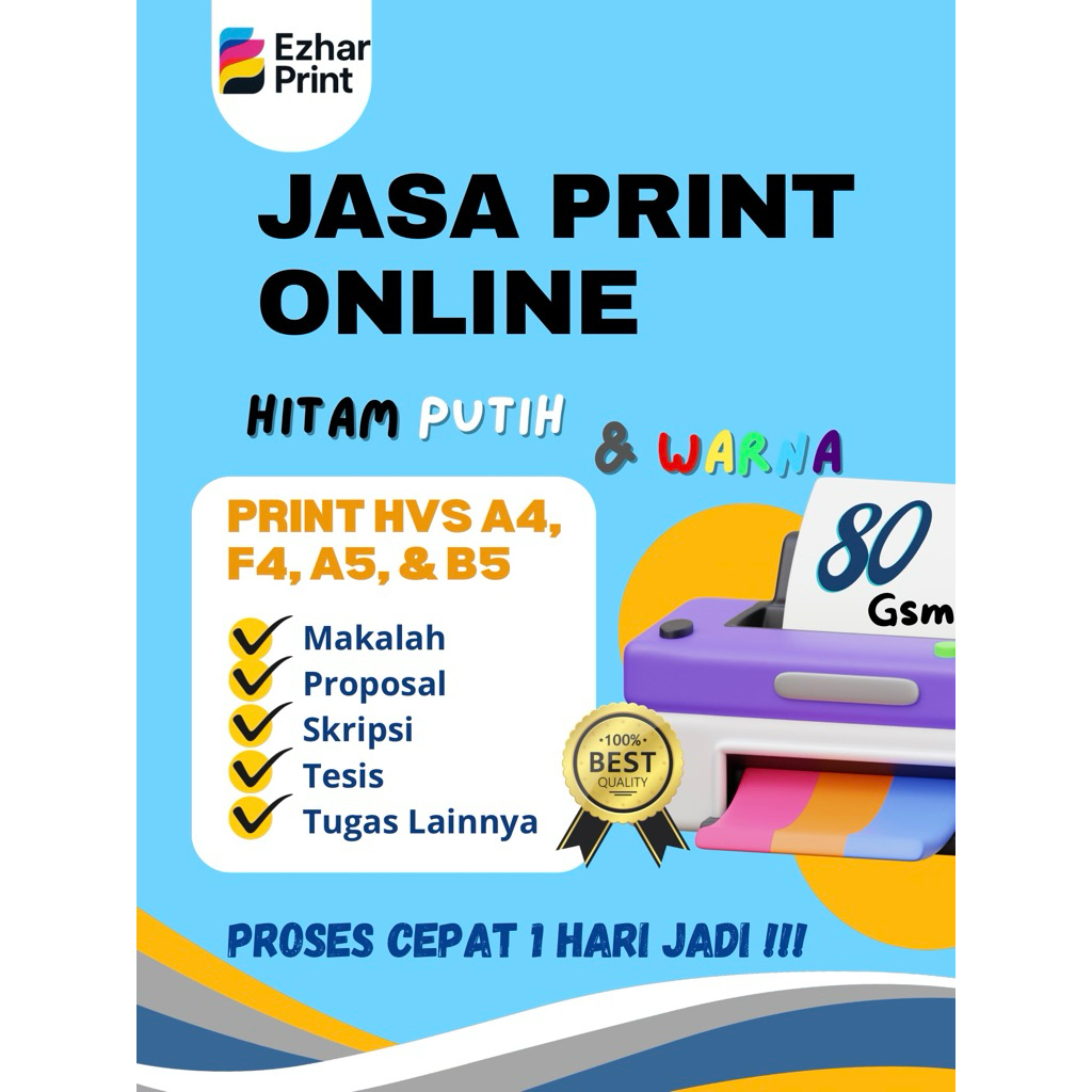 

PRINT / CETAK 80 GSM CEPAT 1 HARI DIKIRIM makalah, tugas, proposal, skripsi, tesis, dll. BW/COLOR