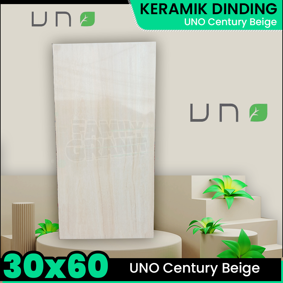 Keramik Dinding 30x60 UNO Century Beige Wall Tile Motif Kayu Glossy Cutting