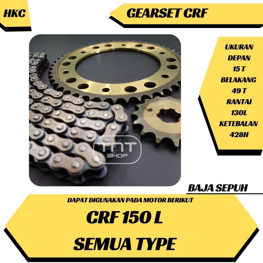 Gear Gir Set paket CRF 150L 15-49T  Gearset girset gigi tarik rantai roda CRF BAJA SEPUH