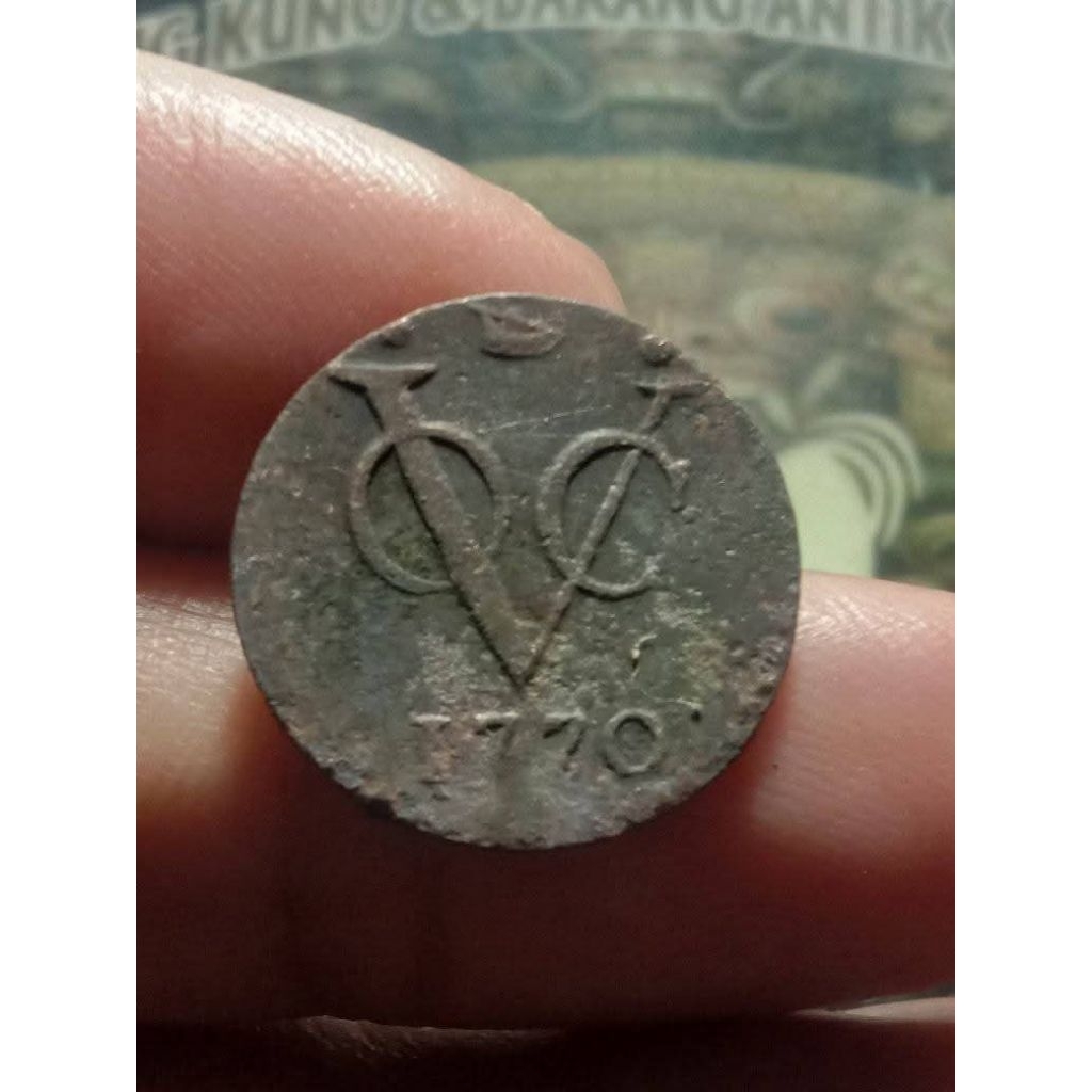 koleksi koin kuno 1/2 duit voc west friesland 1770 mintmark perahu