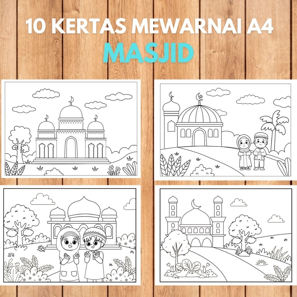 

Kertas Mewarnai Masjid (A4) Anak Tk / SD