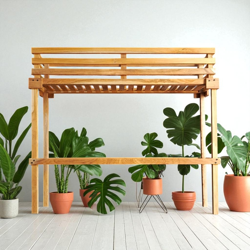 POT KAYU JATI OVEN PANJANG BERKAKI TINGGI SEMI PORTABLE 2A