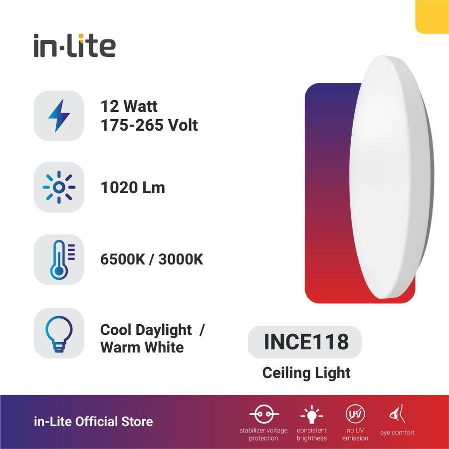 INCE118 12W Lampu LED Plafon Celling Baret Outbow Inlite