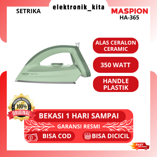 MASPION SETRIKA CERALON HA 365 HIJAB SERIES GOSOKAN HA-365 DOUBLE PROTECTOR GARANSI RESMI