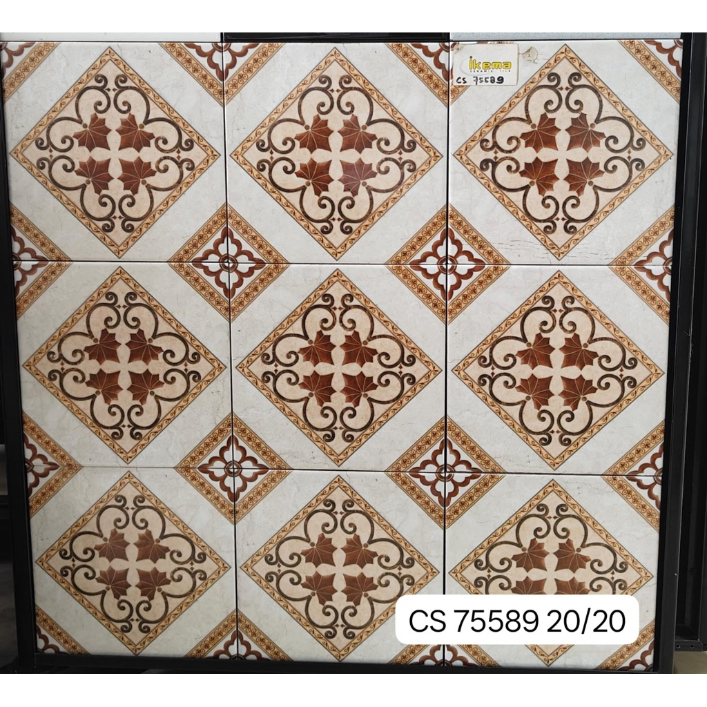 keramik lantai 20x20 putih/ keramik lantai motif keraton/ keramik batik/ keramik dekoratif