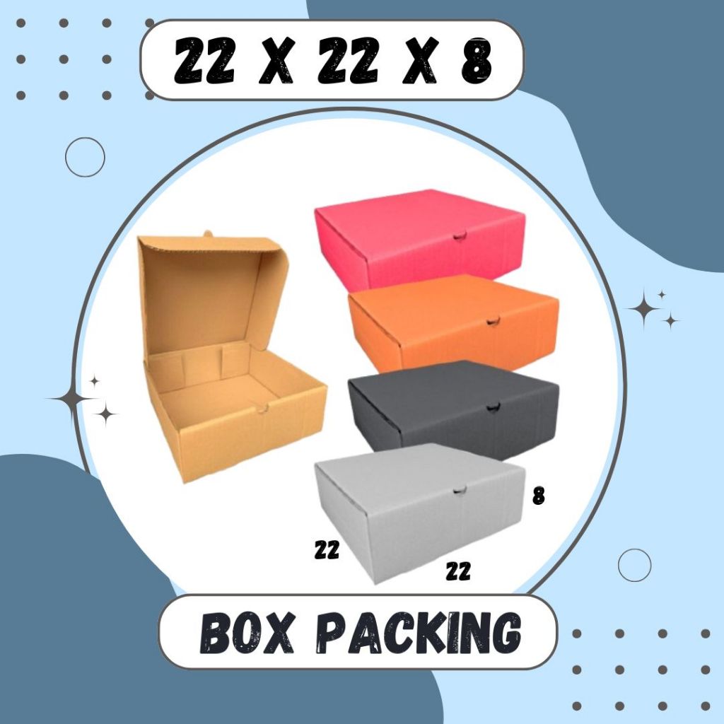 

Box 22x22x8 LD Kardus 22x22x8 LD Dus Hampers 22x22x8 LD Kotak Packing Pizza Handuk Kardus Balap