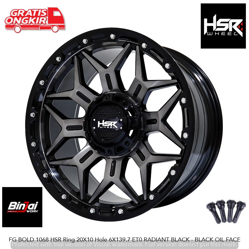 VELG MOBIL HSR BOLD 1068 R10X9 PCD 6X139,7 ET 0 RADIANT BLACK COCOK DI PAJERO FORTUNER HILUX TRITON