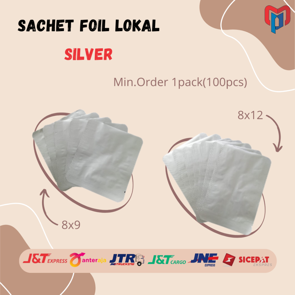 [100 pcs] Kemasan Sachet Aluminium Foil Silver  8x12 8 x 12 / Sachet Masker / Sachet Kopi 25gr