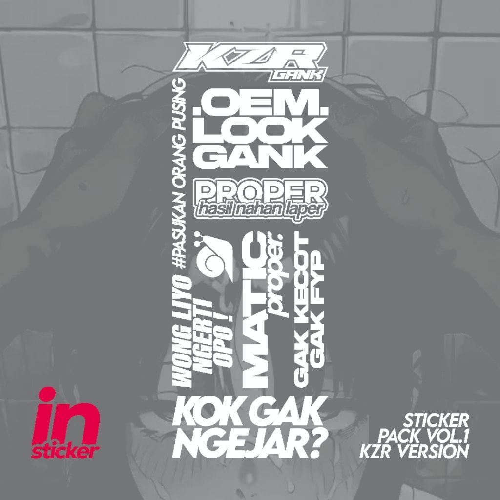 

STICKER CUTTING - STICKER PACK VOL.1 - KZR VERSION - 1 lembar isi 9 pcs - stiker motor stiker mobil stiker helm stiker laptop stiker koper