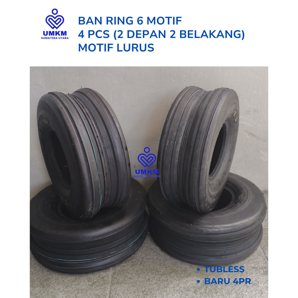 Ban Set 4 pcs 2 depan 2 belakang tubless uk 15x6.00-6 4pr Ban ring 6 / Motif lurus / ban atv / Ban G