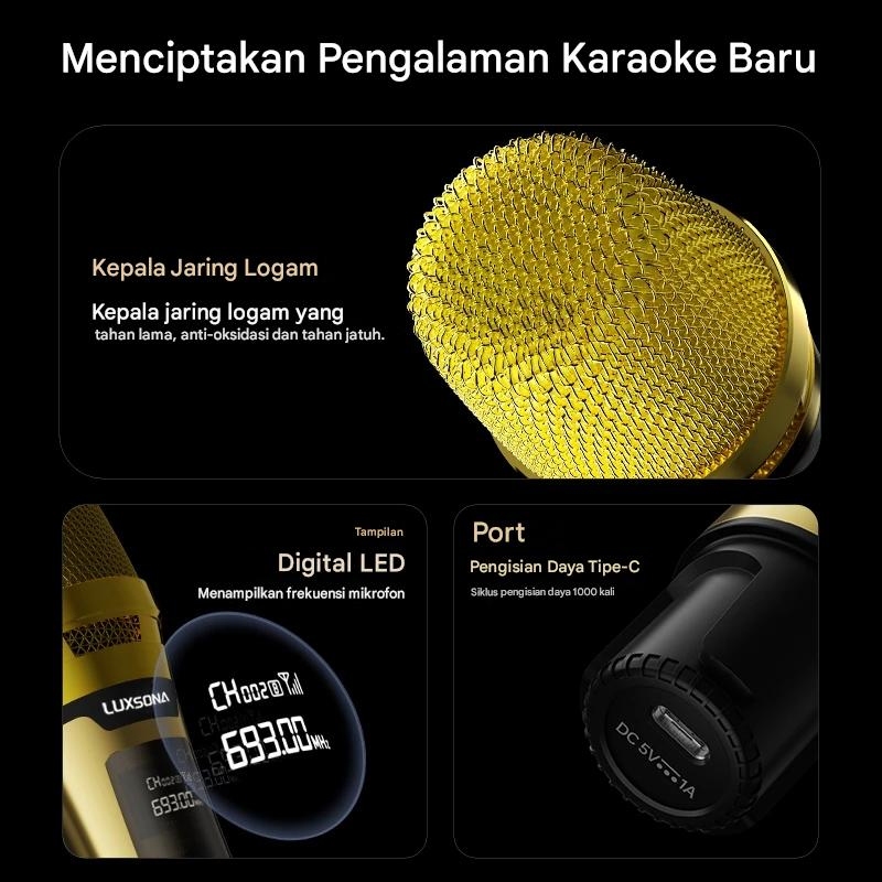 Luxsona 4-Channel Audio Mixer + 2 Uhf Wireless Microphones/Professional Mixer/Mini High-End Mixer