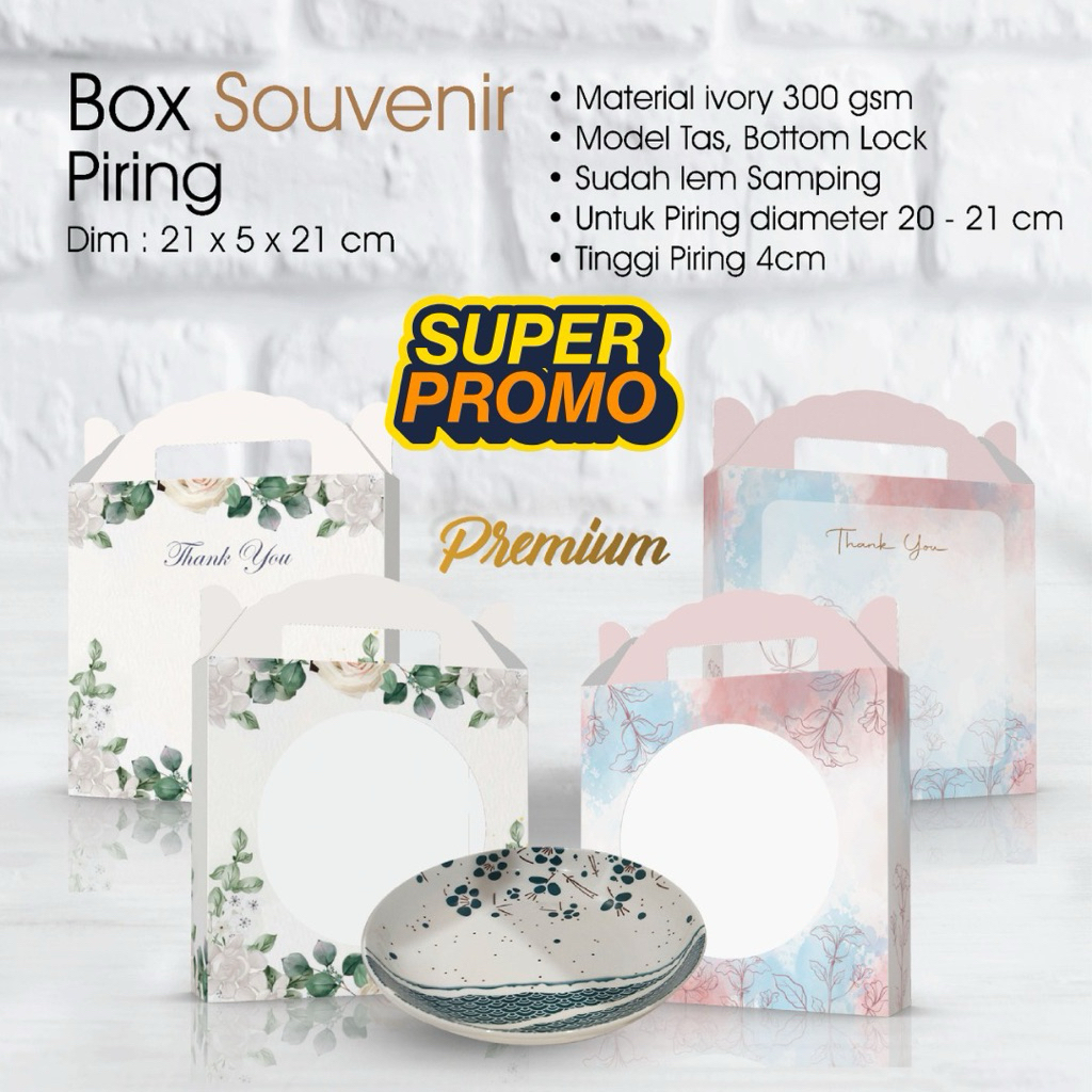 

Box Souvenir Piring Uk. 21 x 5 x 21 cm Model Tas Button Lock (PROMO!!!)