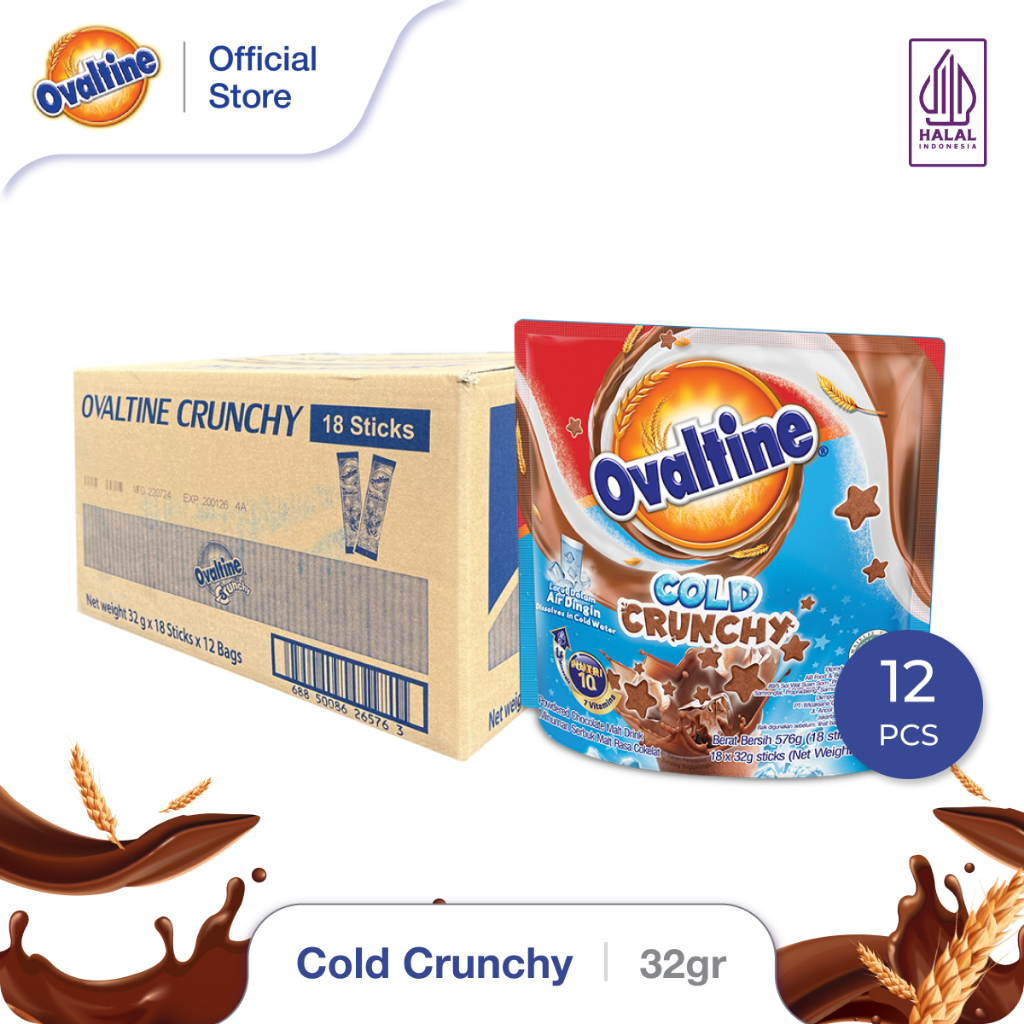 

[Karton] Ovaltine Cold Crunchy Susu Bubuk Coklat Stik 32gx18s - 12pcs