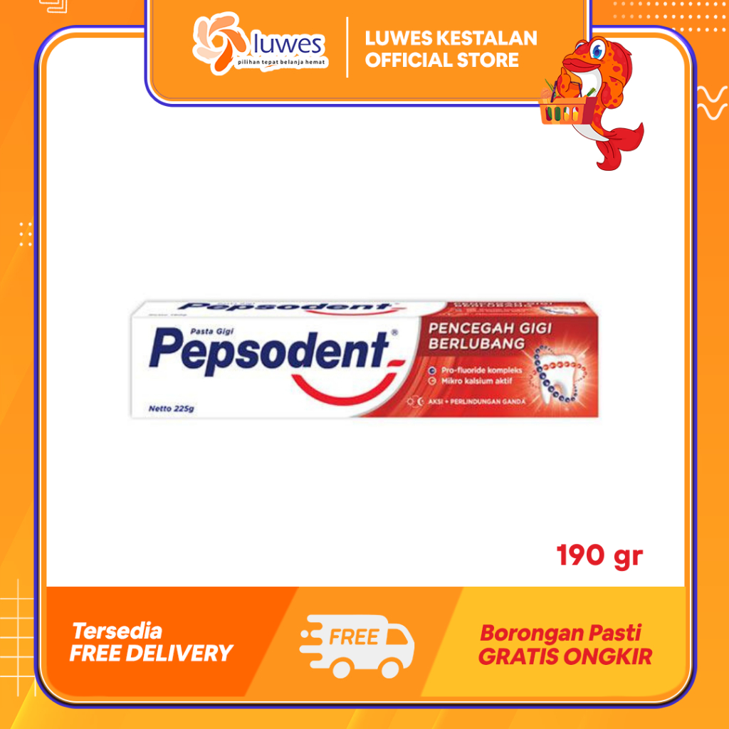 (LUWES)  Pepsodent Pasta Gigi 190gr | Pasta Gigi Pepsodent 190 Gram Murah
