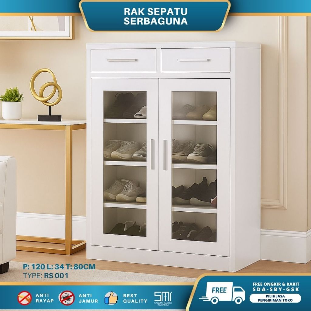 Rak Sepatu Plat Besi RS-001 / Rak Besi Serbaguna / Rak Sandal Minimalis / Rak Full Plat Besi