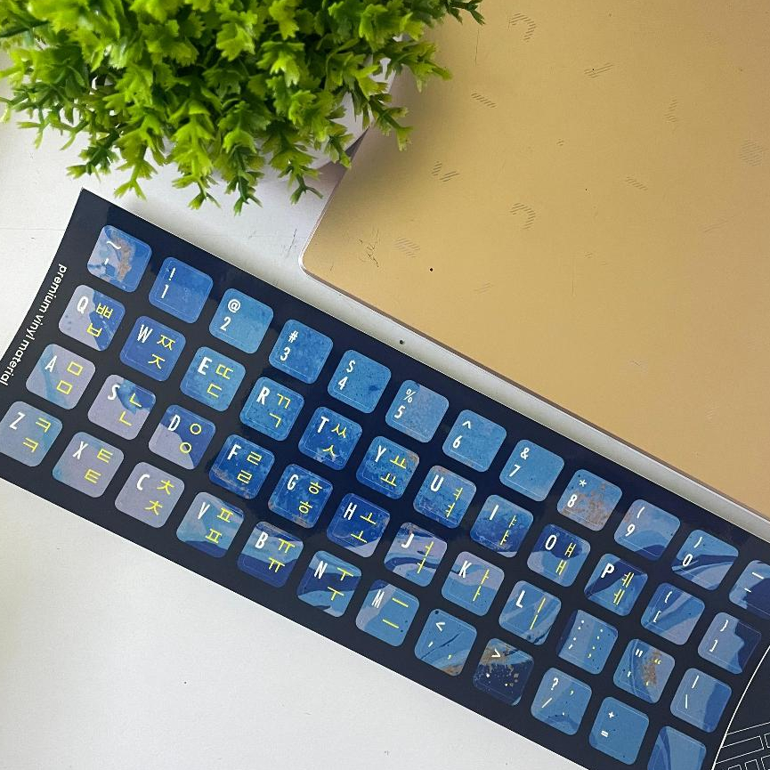 Stiker Sticker Keyboard Bahasa KOREA HANGUL Aurora Premium Vinyl PC Komputer Laptop Notebook waterpr