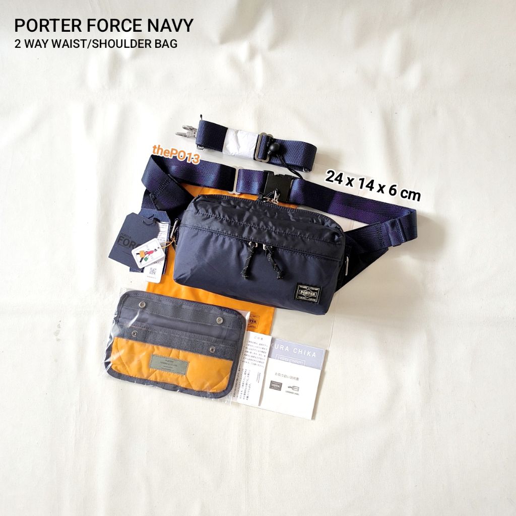 PORTER YOSHIDA FORCE 2 WAY WAIST / SHOULDER BAG NAVY AUTHENTIC 100% BNWT
