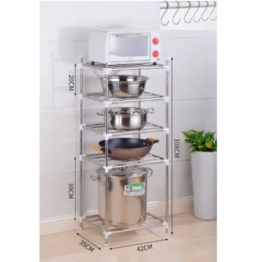 RAK PANCI SERBAGUNA STAINLESS STEEL 5 SUSUN