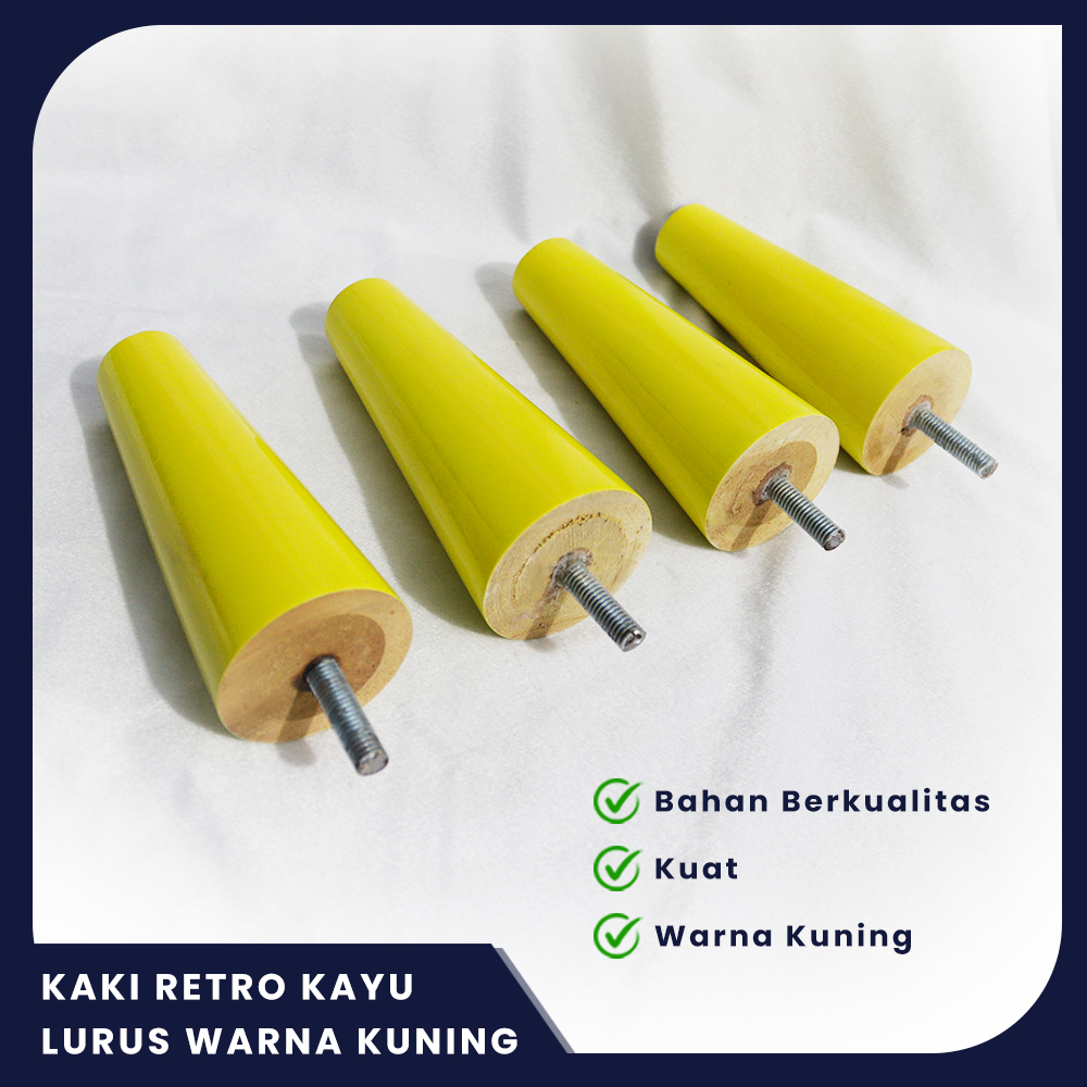 KAKI RETRO KAYU LURUS BAUT KUNING 15 CM - BAHAN BAKU SOFA/AKSESORIS SOFA/FURNITURE
