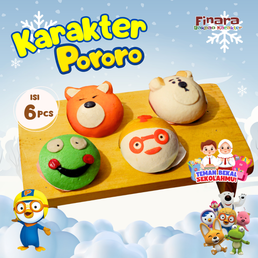 

Bakpao Karakter Frozen Finara Pororo Isi 6 Pcs Cemilan Lucu Halal