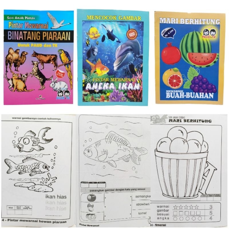 Buku Mewarnai Anak PAUD TK / Buku Edukasi Mewarnai