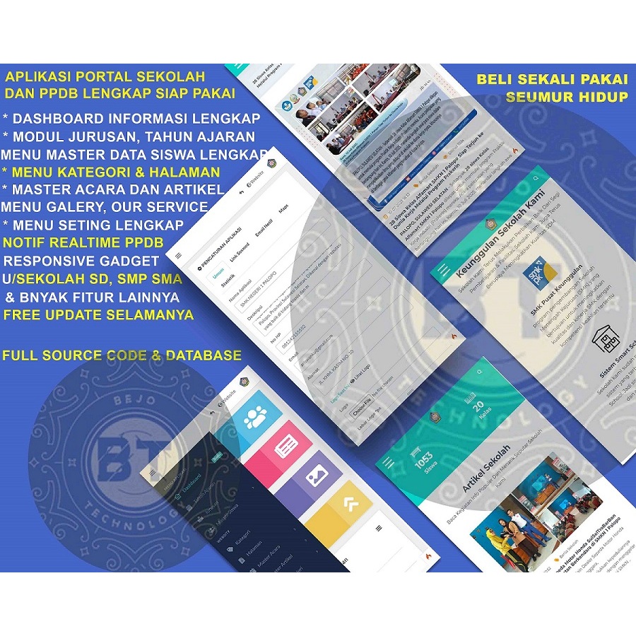 APLIKASI WEB SOURCE CODE WEBSITE SEKOLAH DISERTAI PPDB LENGKAP SIAP PAKAI GARANSI
