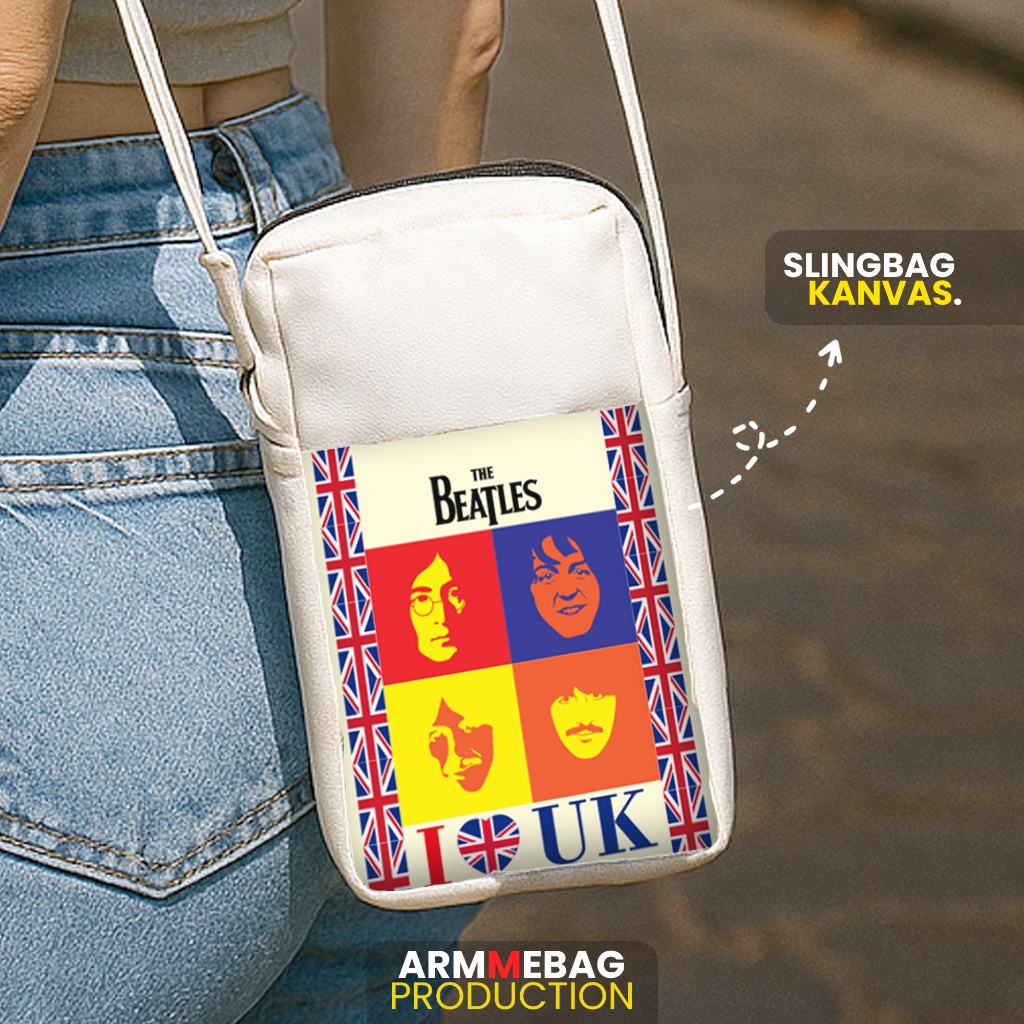 TAS SLEMPANG THE BEATLES BAHAN KANVAS UKURAN KECIL - SLING BAG PHONE / SLING BAG KANVAS