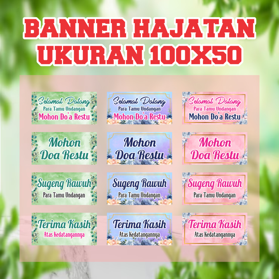 Banner/spanduk dekorasi ucapan wedding Selamat Datang 100 x 50 CM