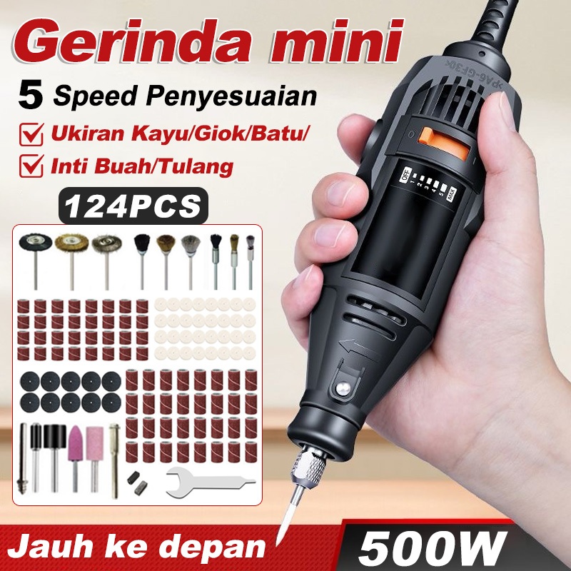EFFORT Gerinda mini listrik set lengkap Bor tuner porting 124pcs Set Gerinda Bor Mini Alat
