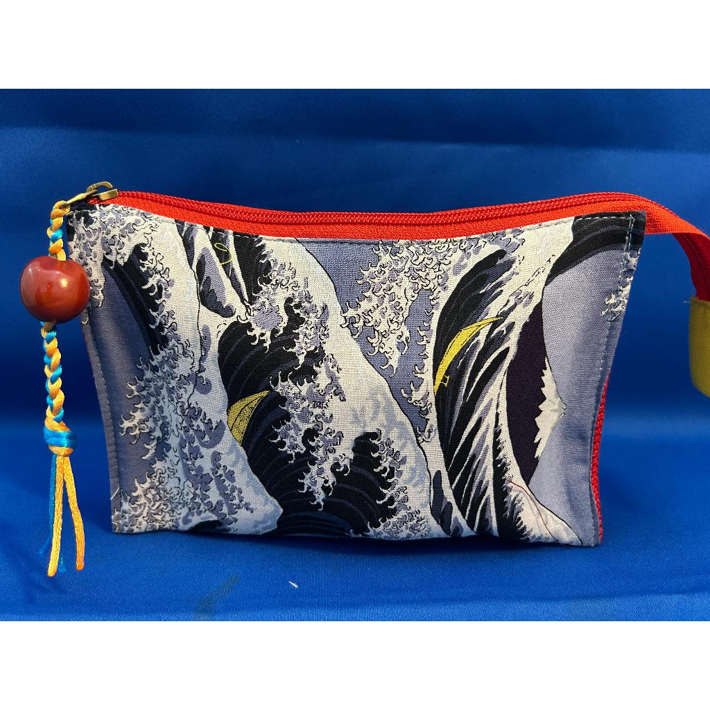 Dompet Jepang(Japanese Pouch)-Abu Motif Ombak