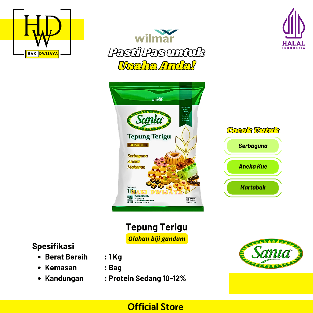 

[1kg] Sania Tepung Terigu Protein Sedang Serbaguna untuk Kue, Gorengan & Makanan Rumahan