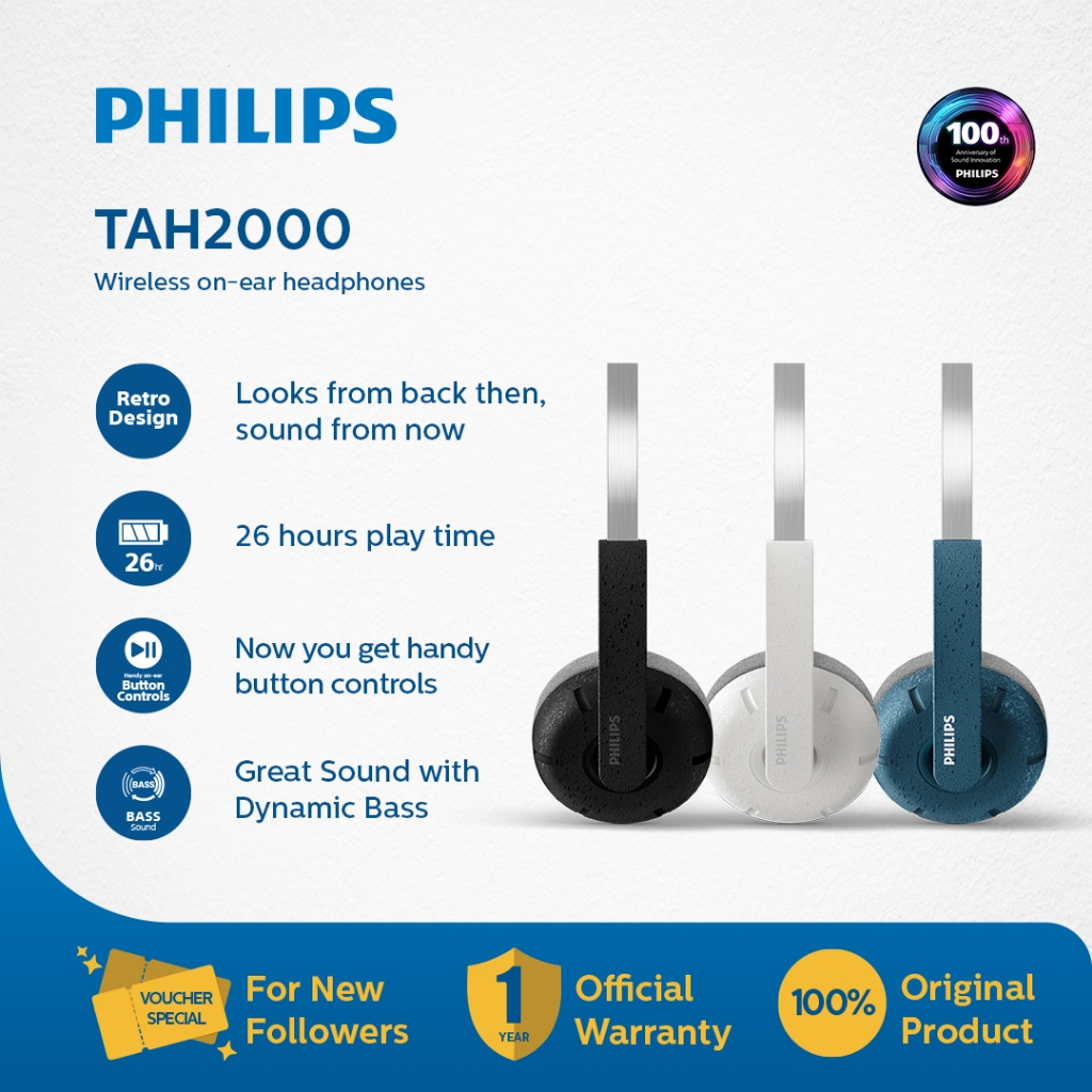 Philips TAH2000 On-ear Wireless Headphone