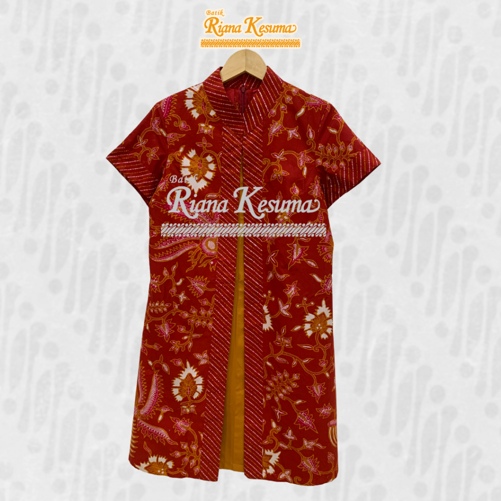 Batik Riana Kesuma - Dress Lengan Pendek Maroon