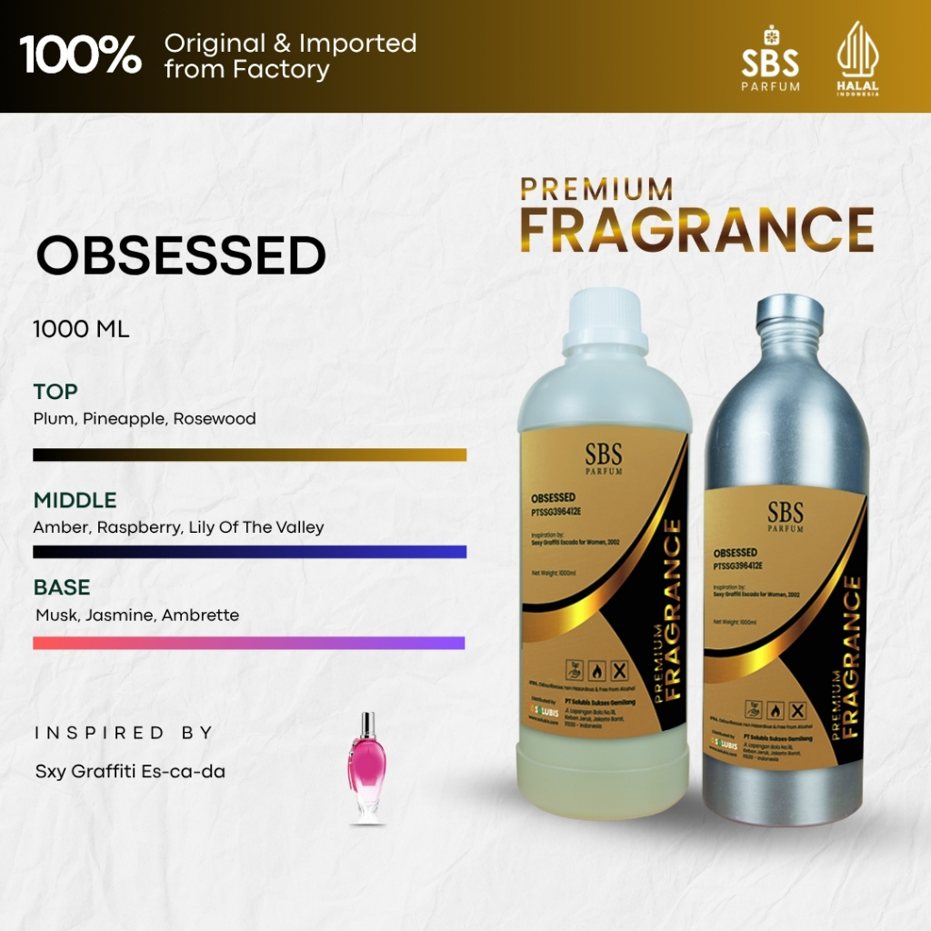 Bibit Parfum Murni Original [Obsessed-Premium] 1000ml - Inspired by Sexy Graffiti Escada - Asli Ori 