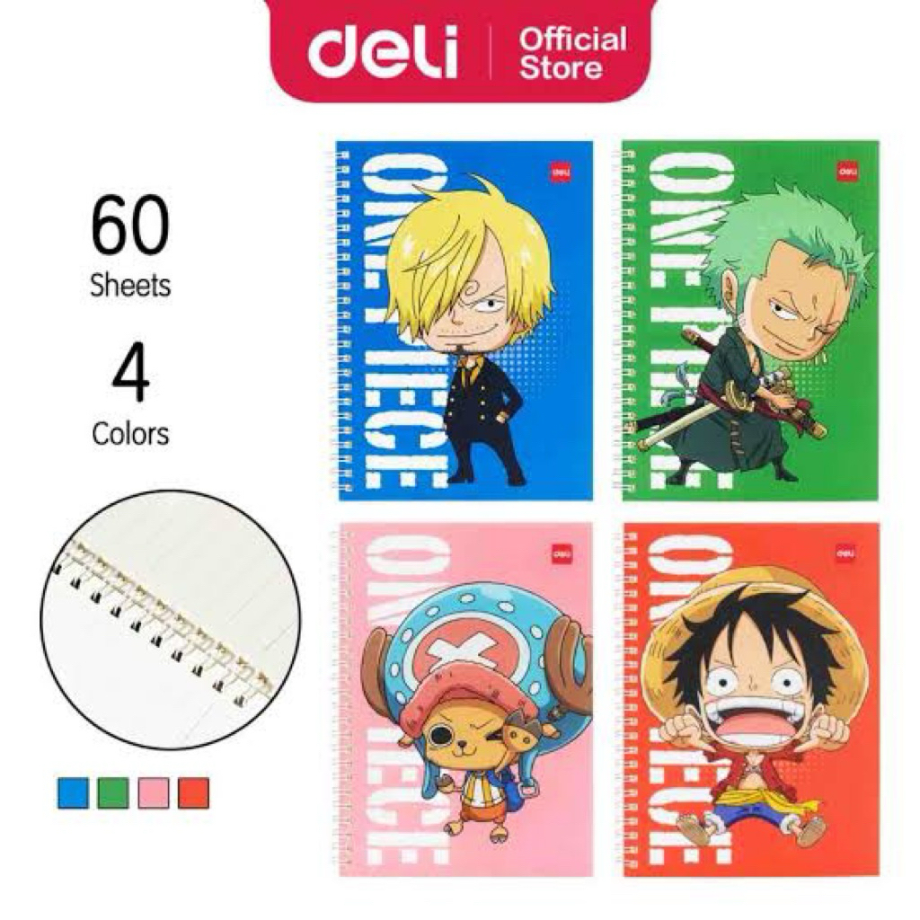 

Miniso x Deli Stationery One Piece A5 Spiral Notebook / Buku tulis Buku garis buku note