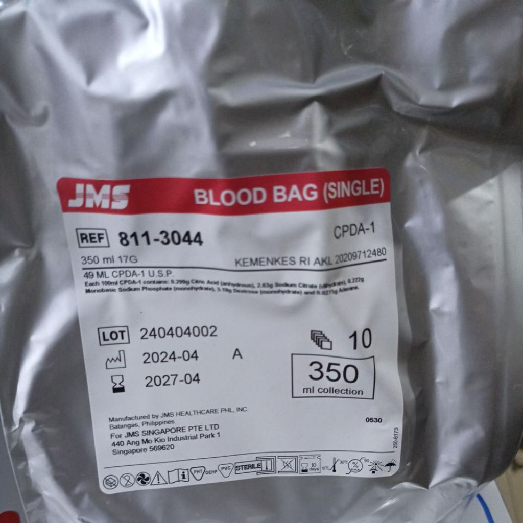 Blood bag single 350ml JMS