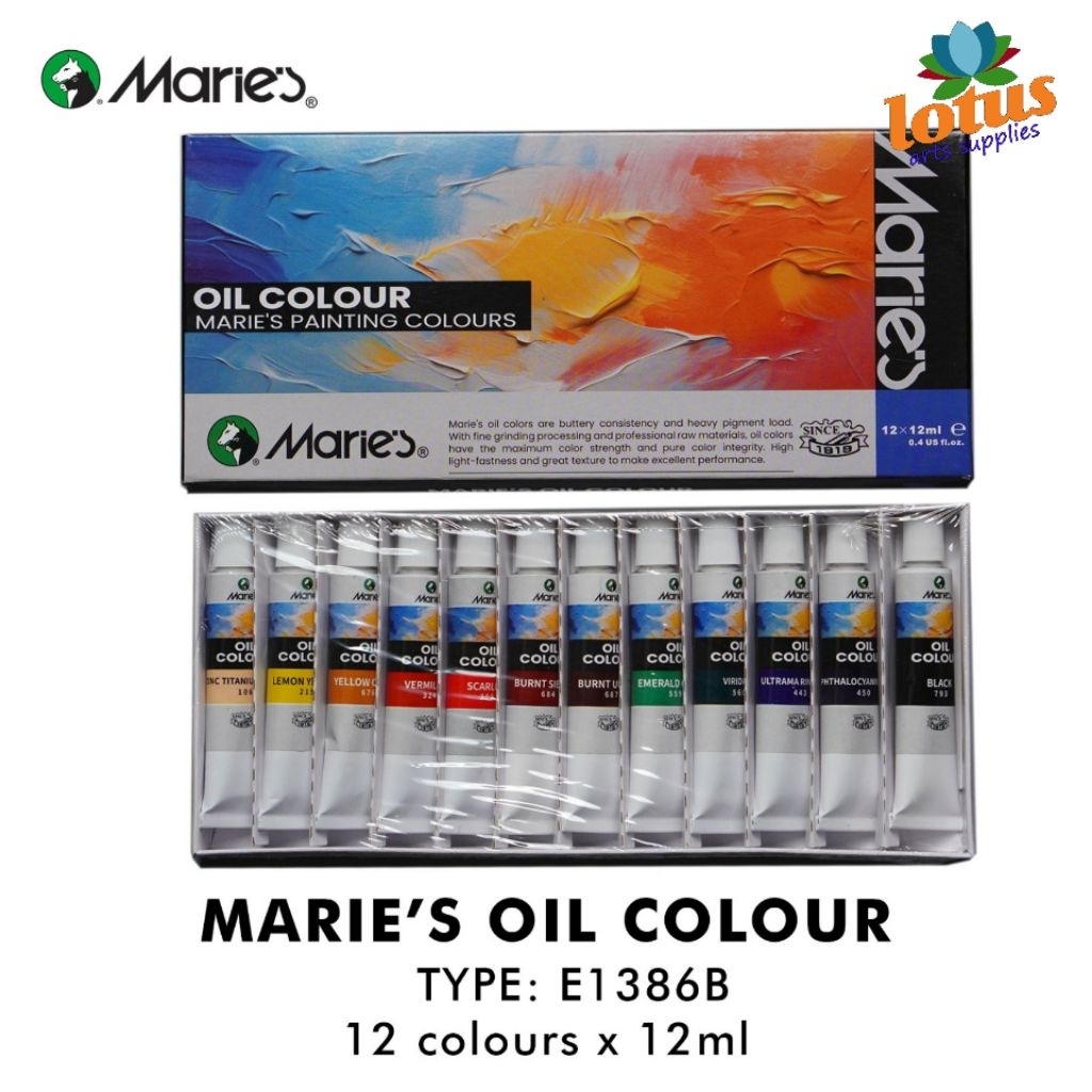

Maries Oil Colour set 12 warna x 12ml Tube - cat minyak