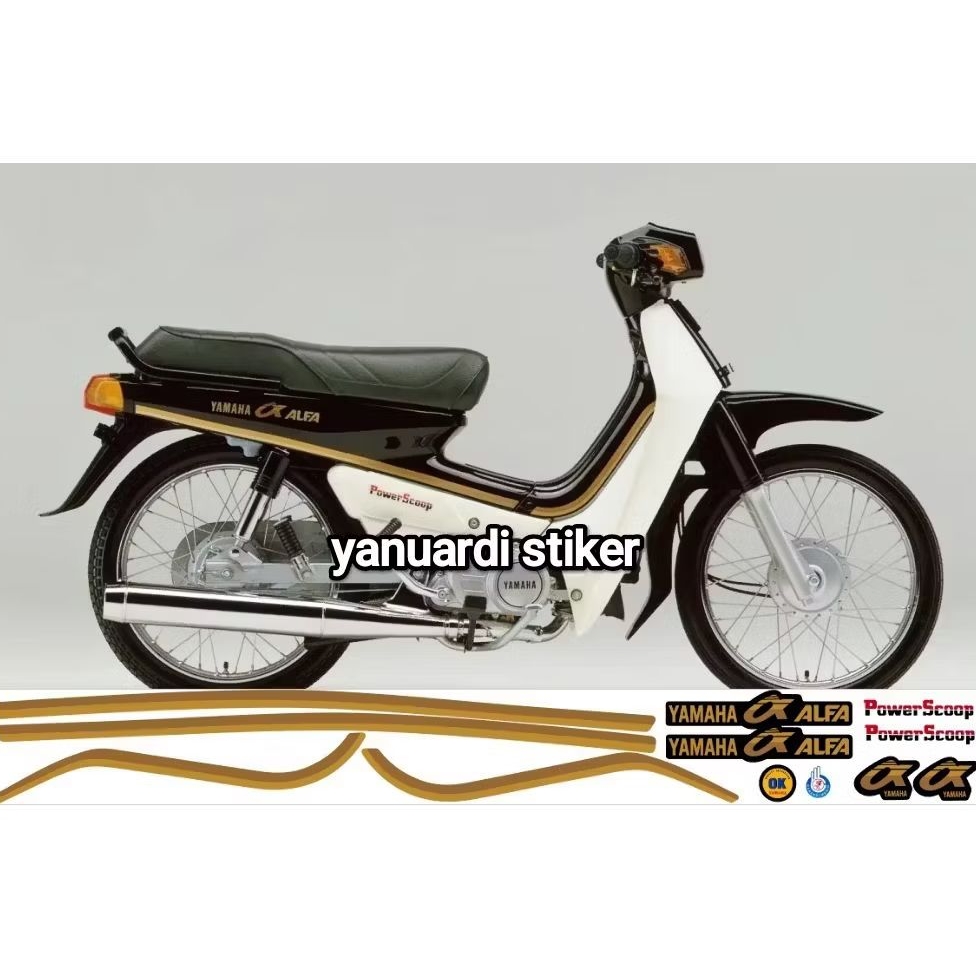 STRIPING STIKER LIST YAMAHA V100 ALFA TAHUN 1988 ALFA 1988 POWER SCOOP 100