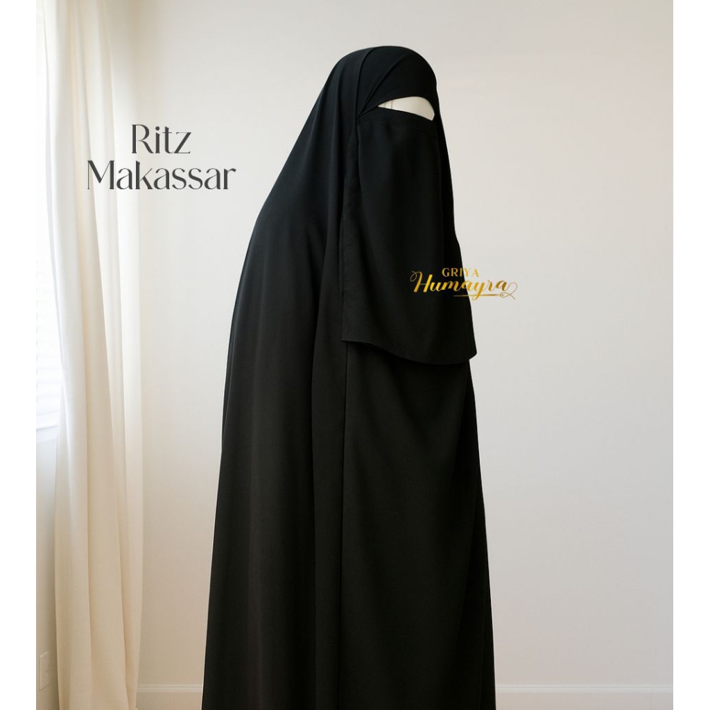Jilbab cadar tanpa lipit/Khimar cadar/Jilbab Makassar/Jilbab Ritz