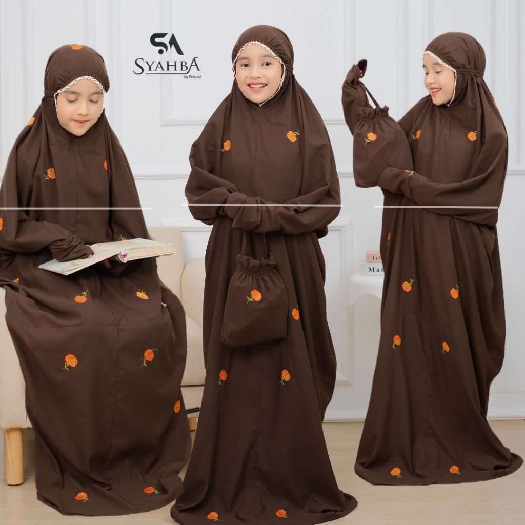 Mukena Terusan Bunga MARIGOLD Anak SD Remaja | Syahba