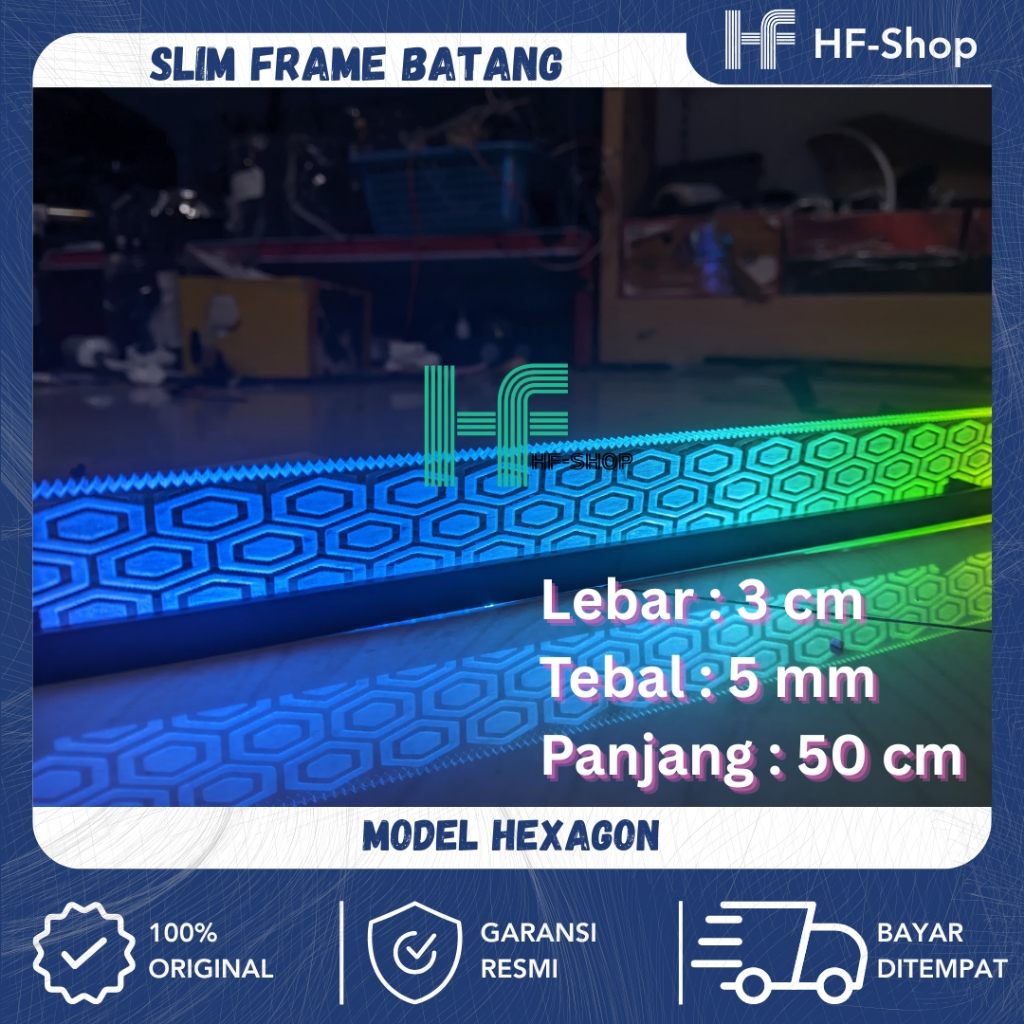 Model Hexagonal - Slim Frame Batangan Headlamp Custom – Frame Alis LED Mobil Universal Bisa Dibentuk