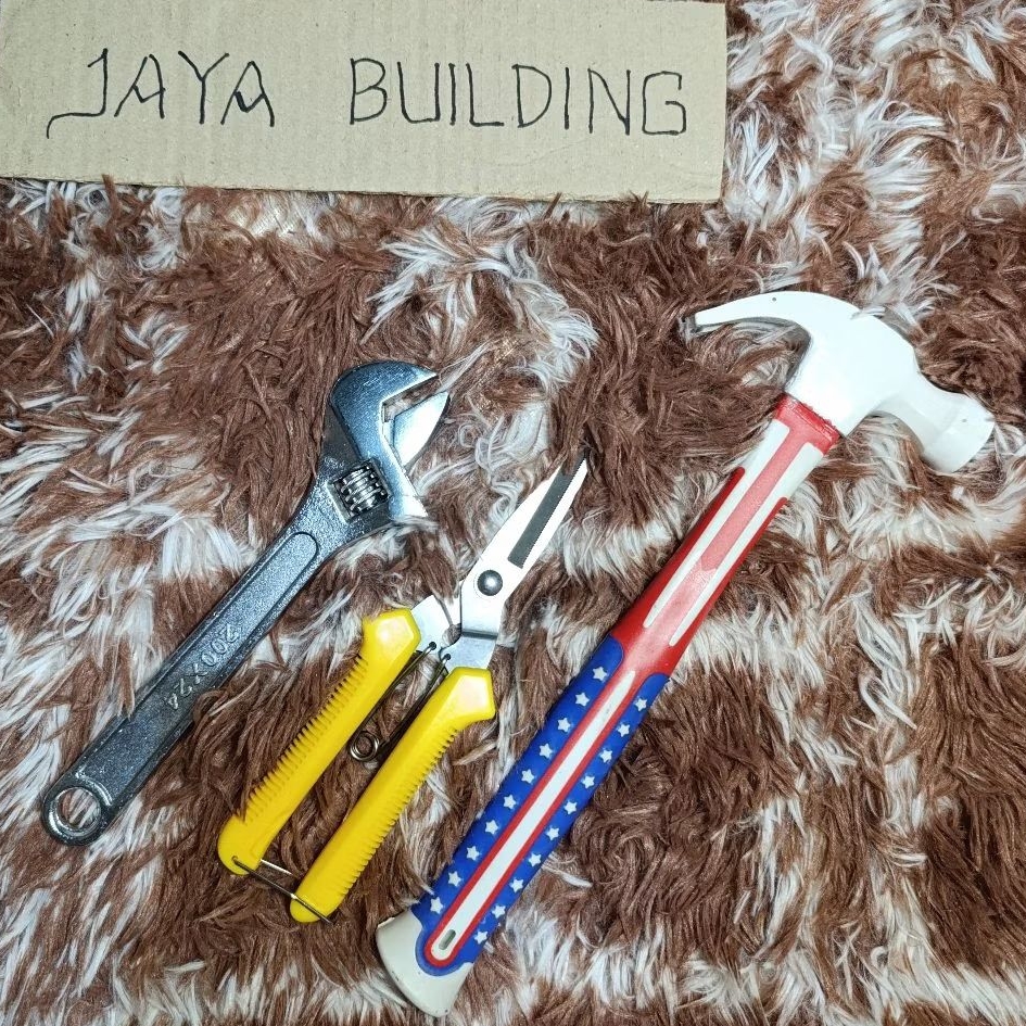 Paket Tukang 3 Pcs - Palu, Gunting Serbaguna, Kunci Inggris