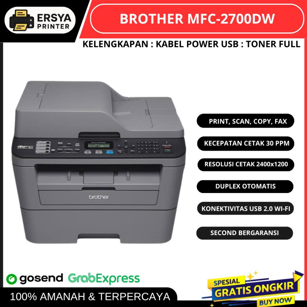 PRINTER BROTHER MFC-L2700DW printer Multifungsi Print,Scan,Copy,Fax