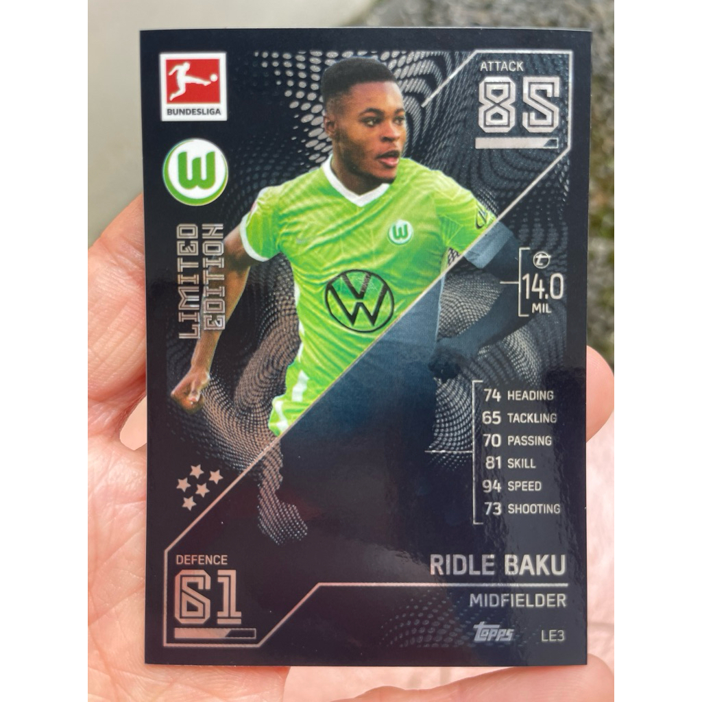 TOPPS LIMITED SOCCER CARD RIDLE BAKU