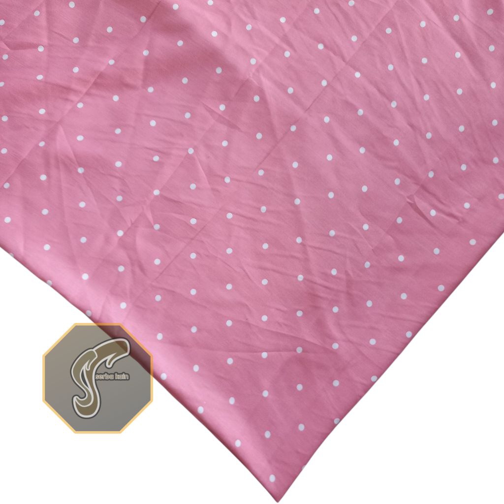 Kain Rayon Viscose Motif Polkadot Pink Terbaru