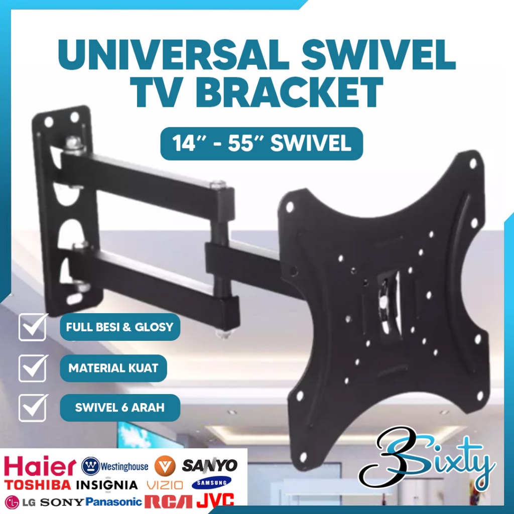 BRACKET SWIVEL TV LED 14 17 19 20 22 24 27 32 40 43 Inch Universal Smart TV Digital LCD Braket Putar